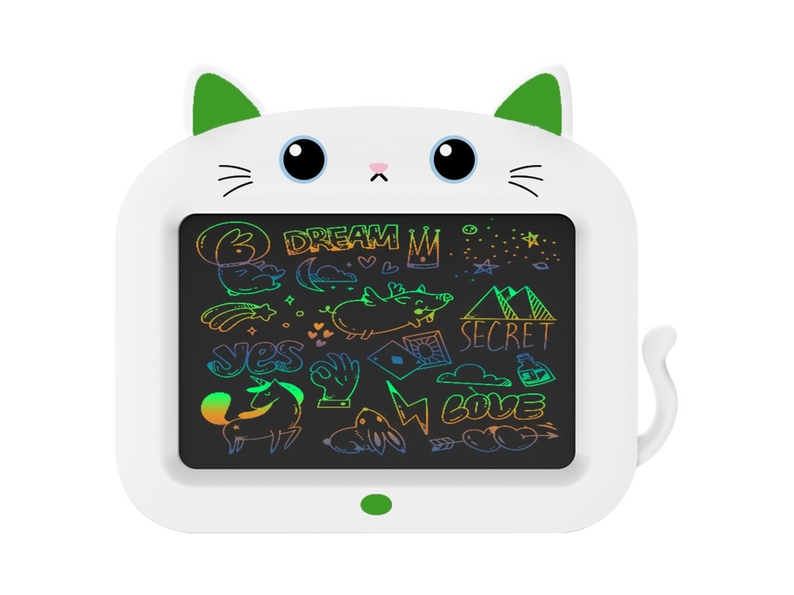 Tablet De Escrita Lcd, 12 Polegadas, Lcd, Verde, Gato, Para Desenho, Notas E Aprendizagem Infantil Tressino