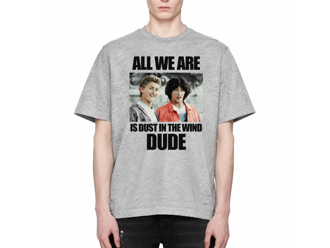 Rockinstone Bill And Ted Dustin T Wind Heather Gray Adult T-shirt Size:m