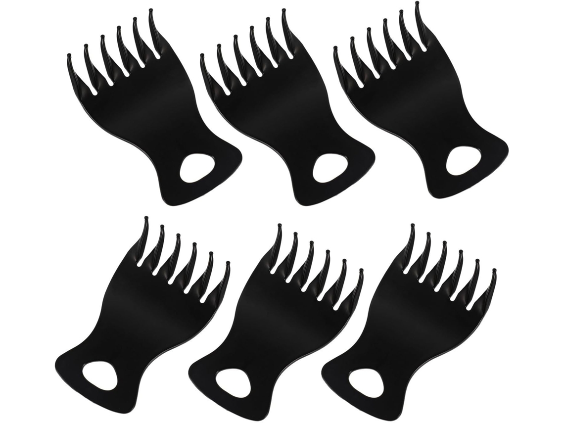 Pente macho com dentes longos, plástico preto, conjunto de 6 peças, adequado para