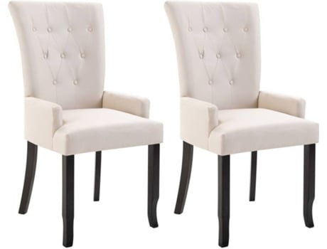 Conjunto 2 Cadeiras de Jantar VIDAXL (Bege - Tecido - 54 x 56 x 106 cm)