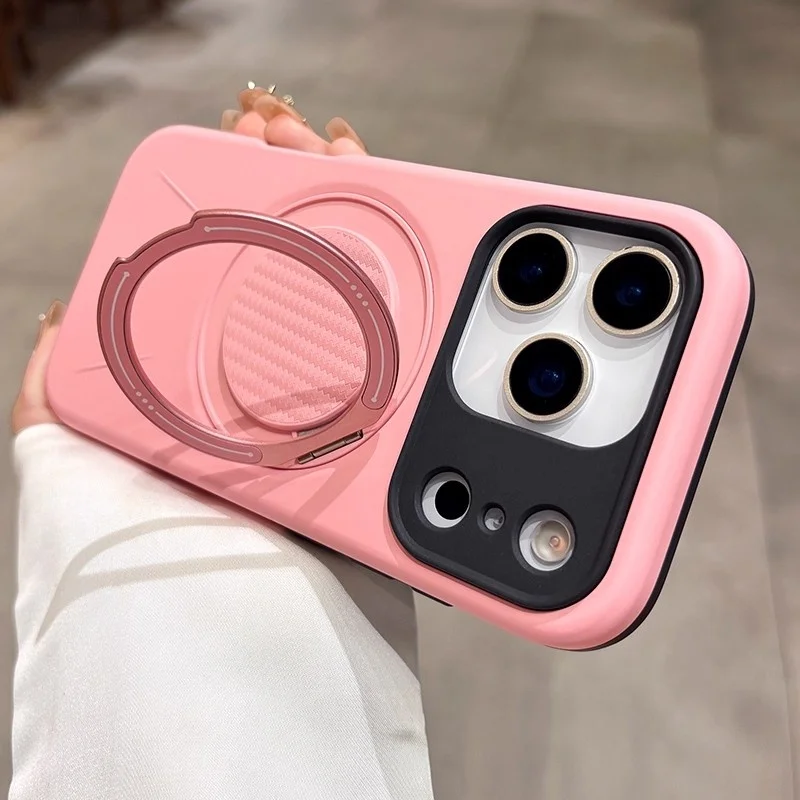 Capa Magnética Fosca Para Iphone 14 (rosa), Em Silicone Macio, Com Suporte Magnético.