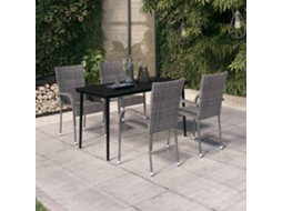 Vidaxl 5 Pcs Conjunto De Jantar Para Jardim Cinzento E Preto