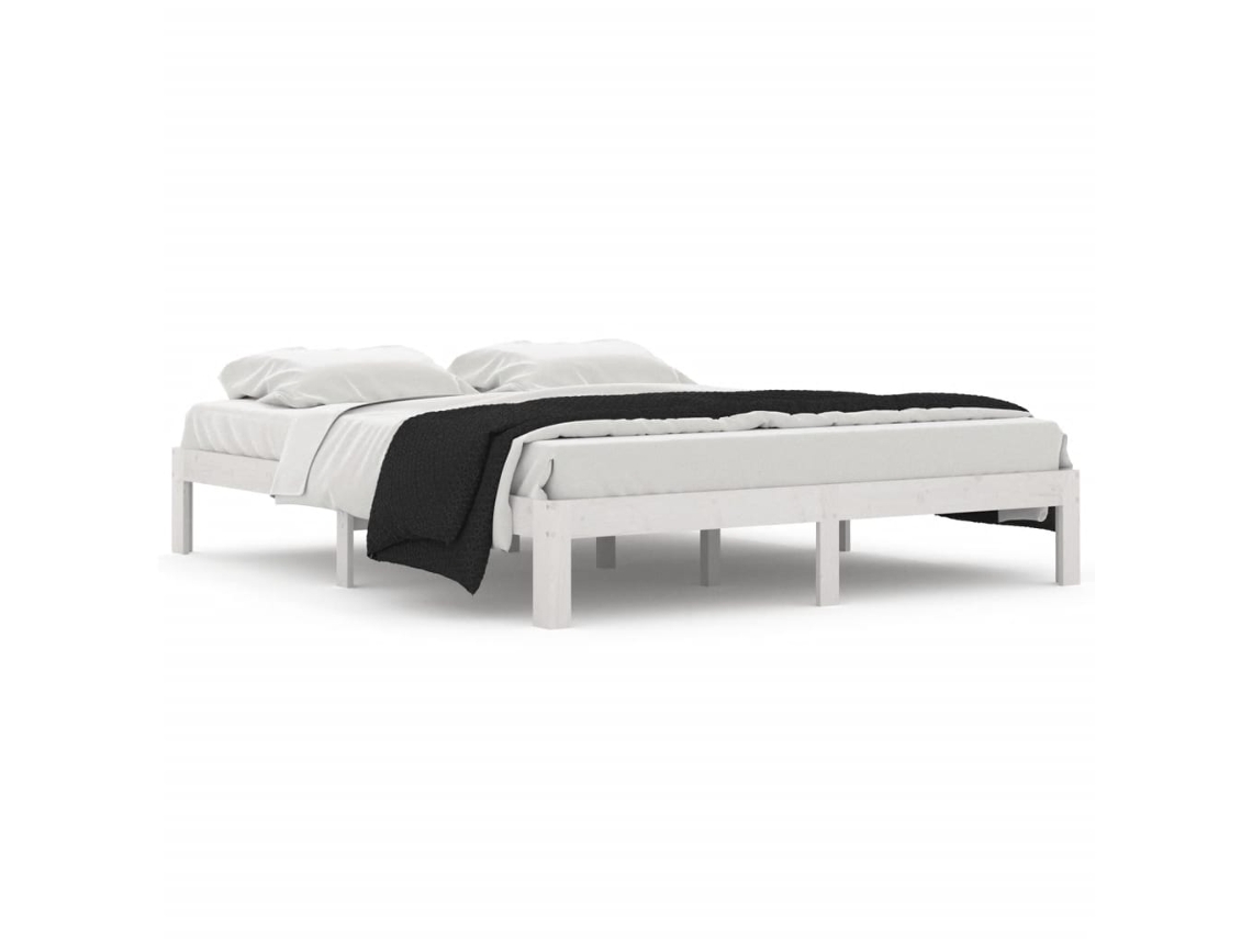 Estrutura de Cama 160x200 Cm Pinho Maciço Branco MAISON EXCLUSIVE