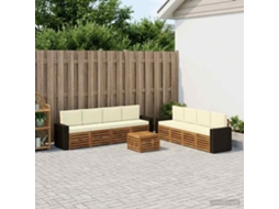 Vidaxl Conjunto De Sofás Para Exterior 9 Unid. Natural E Creme
