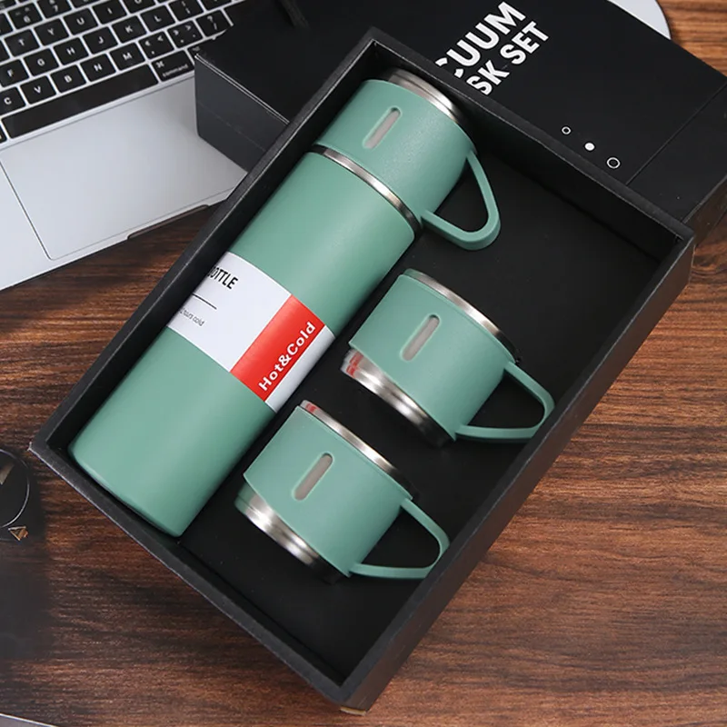 (verde, 500ml) Copo De Vácuo De Aço Inoxidável, Conjunto De 3 Peças, Isolamento Duplo, Adequado Para Escritório, Viagens