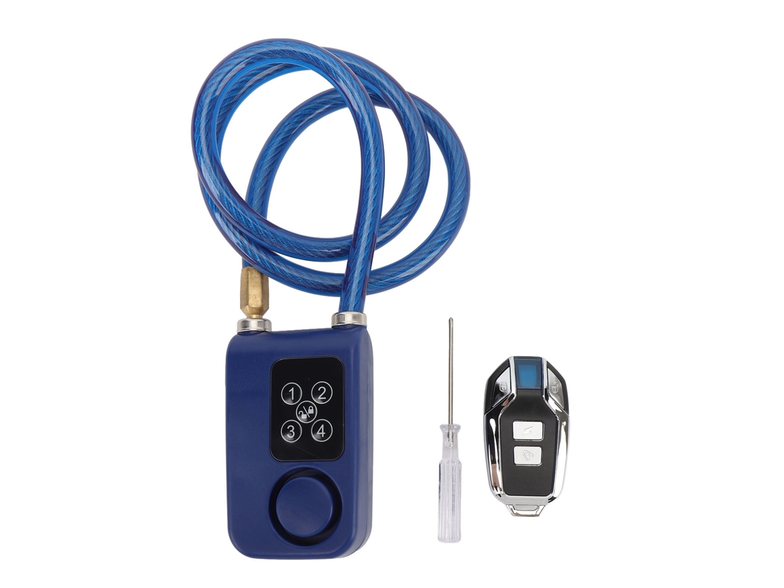 Cadeado de cabo antirroubo para bicicleta sem chave com controle remoto, resistente a cortes, azul | S/MARCA