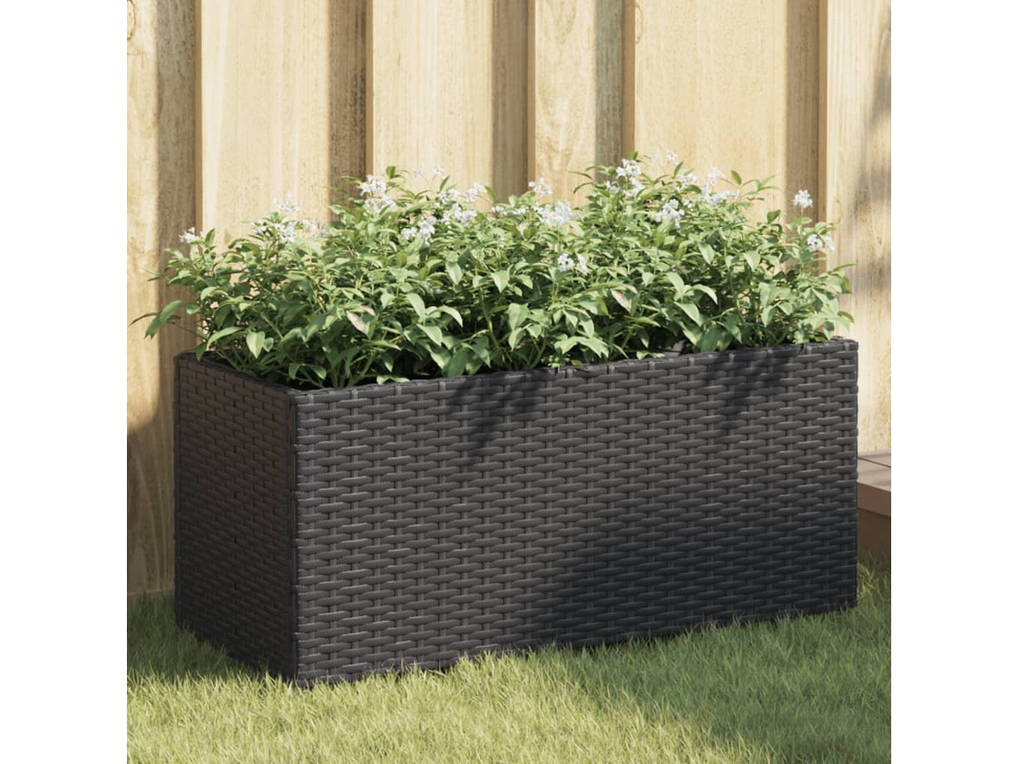 Vidaxl Floreira Com 2 Vasos 72x30x32 Cm Vime Pe Preto
