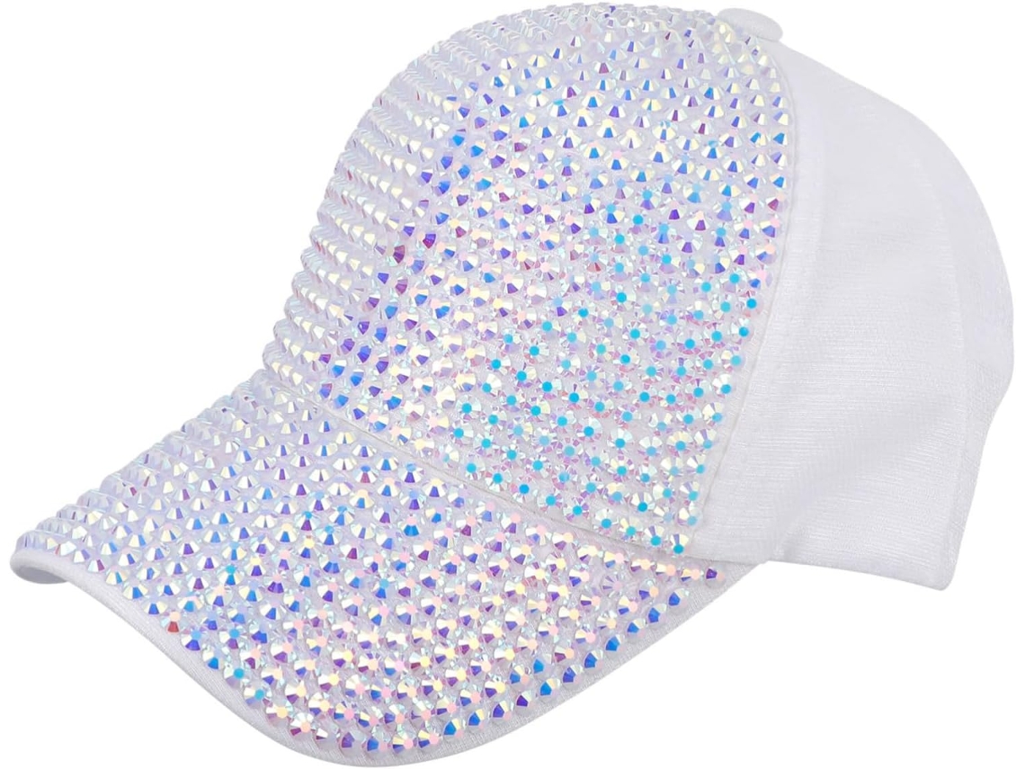 Chapéu De Sol Feminino Casual Com Aba Em Strass E Detalhes Em Diamante.
