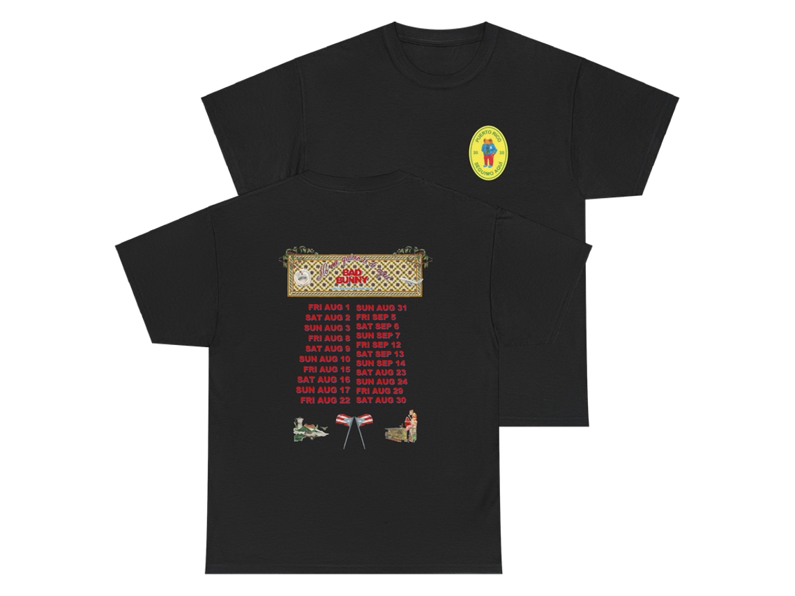 Rockinstone Bad Bunny Exclusive - Dtmf Black Concho Tour Dates T-shirt(xxl)