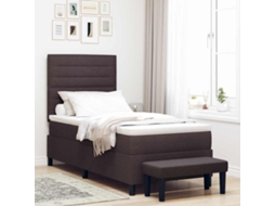 Vidaxl Cama Box Com Cabeceira Marrom Escuro 90 X 200 Cm Tecido