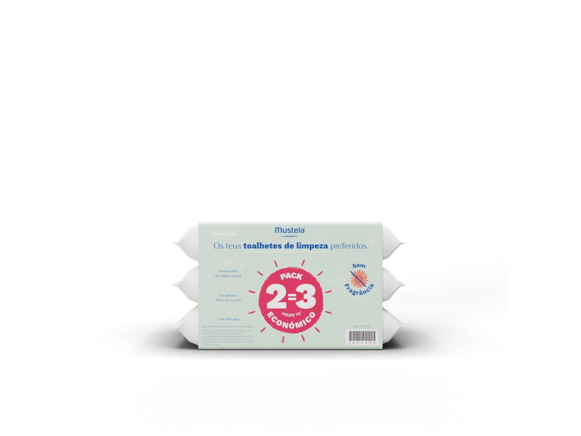 Pack Toalhitas De Limpeza Sem Perfume 3 X 60 Un Mustela