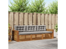 Vidaxl Conjunto De Sofás Para Exterior 3 Pcs Cinza Natural E Claro