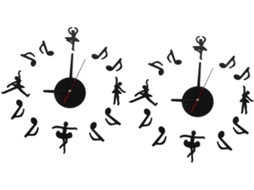 Relógio De Parede Silencioso Com Notas Musicais , Adesivo Para Relógio De Parede Silencioso, Relógio De Parede Gokoco (2 Peças)