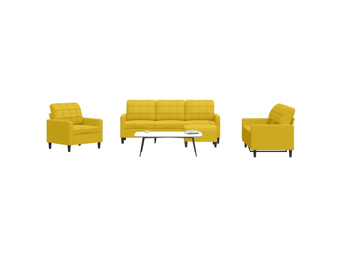 Vidaxl 4 Pcs Conjunto De Sofás Com Almofadões Veludo Amarelo