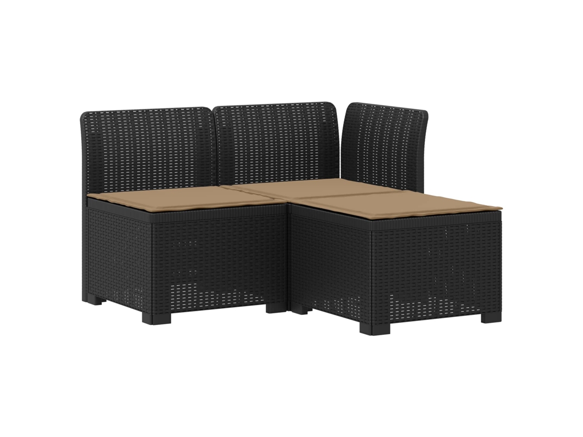 Maison Exclusive - Sofá De Jardim 3 Lugares Com Almofadas Visual Rattan Pp