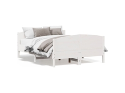 Cama Sem Colchão 160x200 cm Madeira de Pinho Maciça Branco MAISON EXCLUSIVE