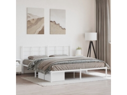 Vidaxl Estrutura De Cama Com Cabeceira 180x200 Cm Metal Branco