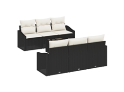 Conjunto 7 Conjunto De Sofá De Jardim Vidaxl Preto Vime Pe (55 X 55 X 37 Cm)