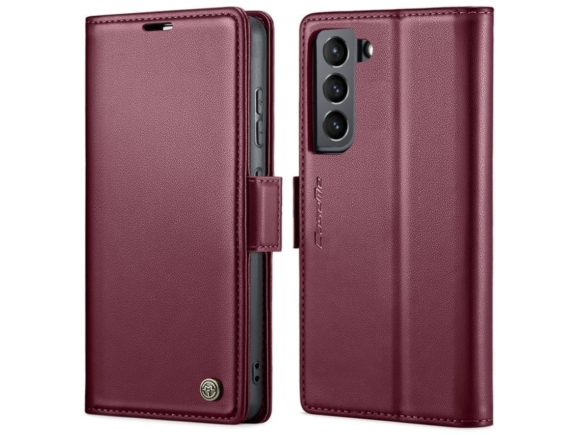 Capa Para Samsung Galaxy S22 Plus 5g Borboleta Fivela Litchi Textura De Telefone De Couro Rfid Antirroubo Vinho Tinto