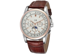 Reloj Automático Mecánico Impermeable Para Hombre Con Correa De Cuero Forsining (oro Rosa Blanco)