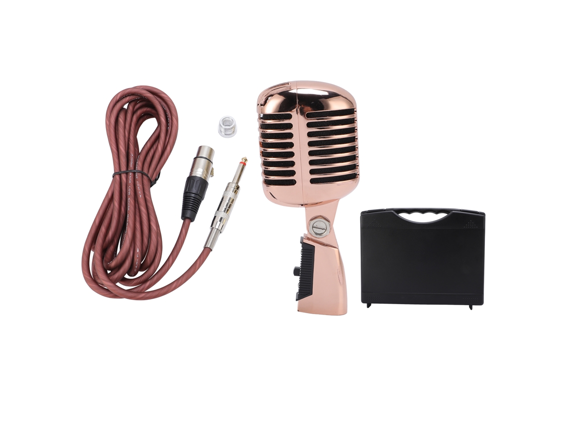 Microfone LAXISCREED Cardióide Retrô Ajustável Ouro Rosa