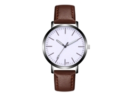 Reloj De Pulsera De Aleación Analógico De Cuarzo Con Dial Redondo Para Parejas Café Oscuro
