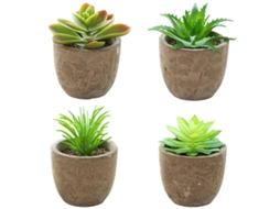 4 Peças de Flores de Simulação Mini Bonsai Suculento Decoração Criativa para Casa Plantas Verdes em Vaso RNEMITERY