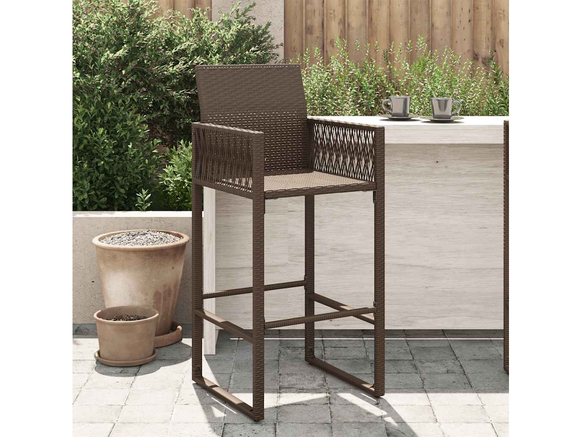Bancos De Bar Para Jardim 2 Pcs Vime Pe Castanho