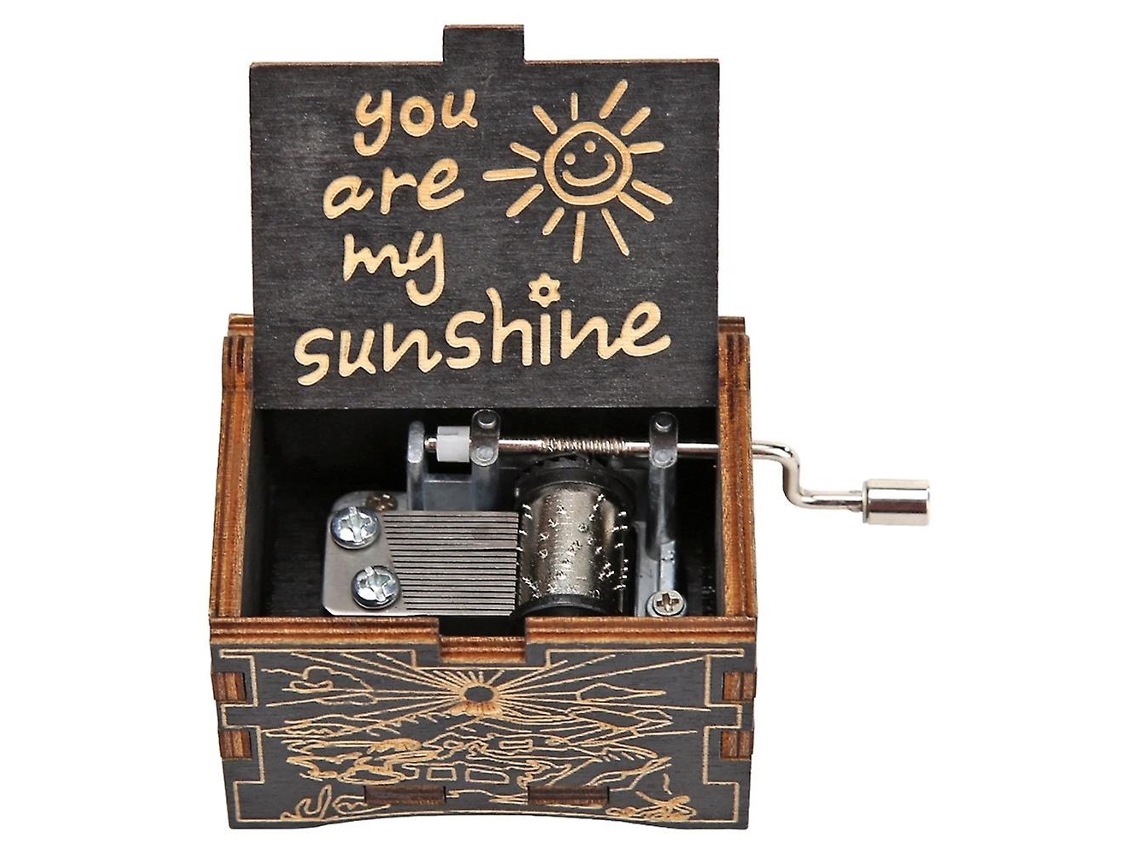 Caixa de Música "You Are My Sunshine" com Gravação em Madeira Manivela Presente Aniversário para o Dia das Mães AQUAFORGE