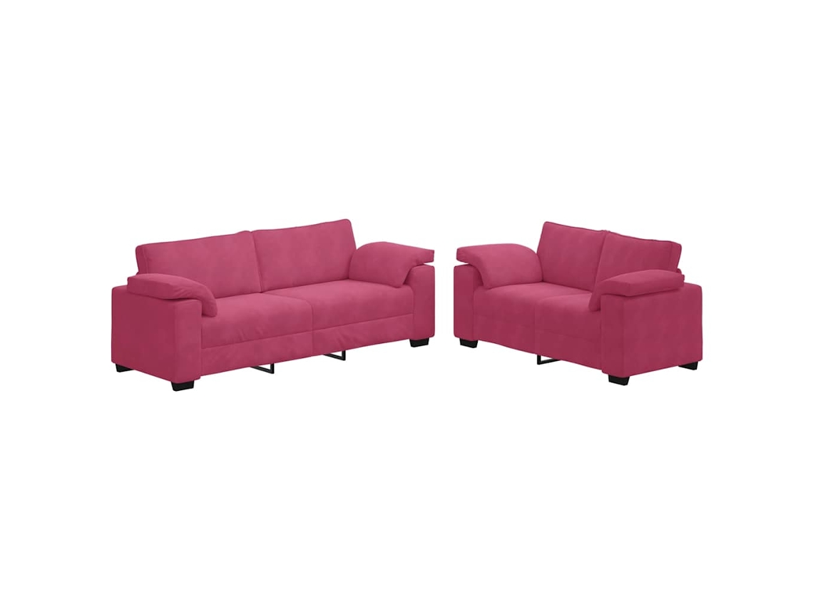 Conjunto de Sofá 2 Peças com Almofadas em Veludo Vermelho Vinho MAISON EXCLUSIVE