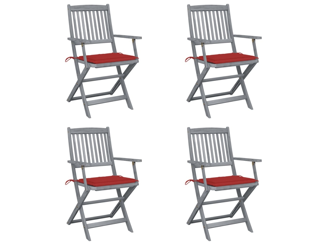 Folding Chair, Folding Chairs Vidaxl Vermelho Madeira De Acácia (n/a)