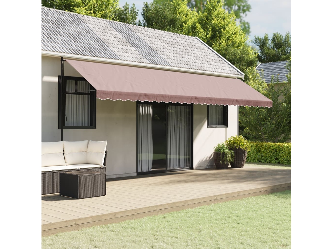 Vidaxl Tecido De Substituição Para Sanefa De Toldo 580x20 Cm Riscas Castanho