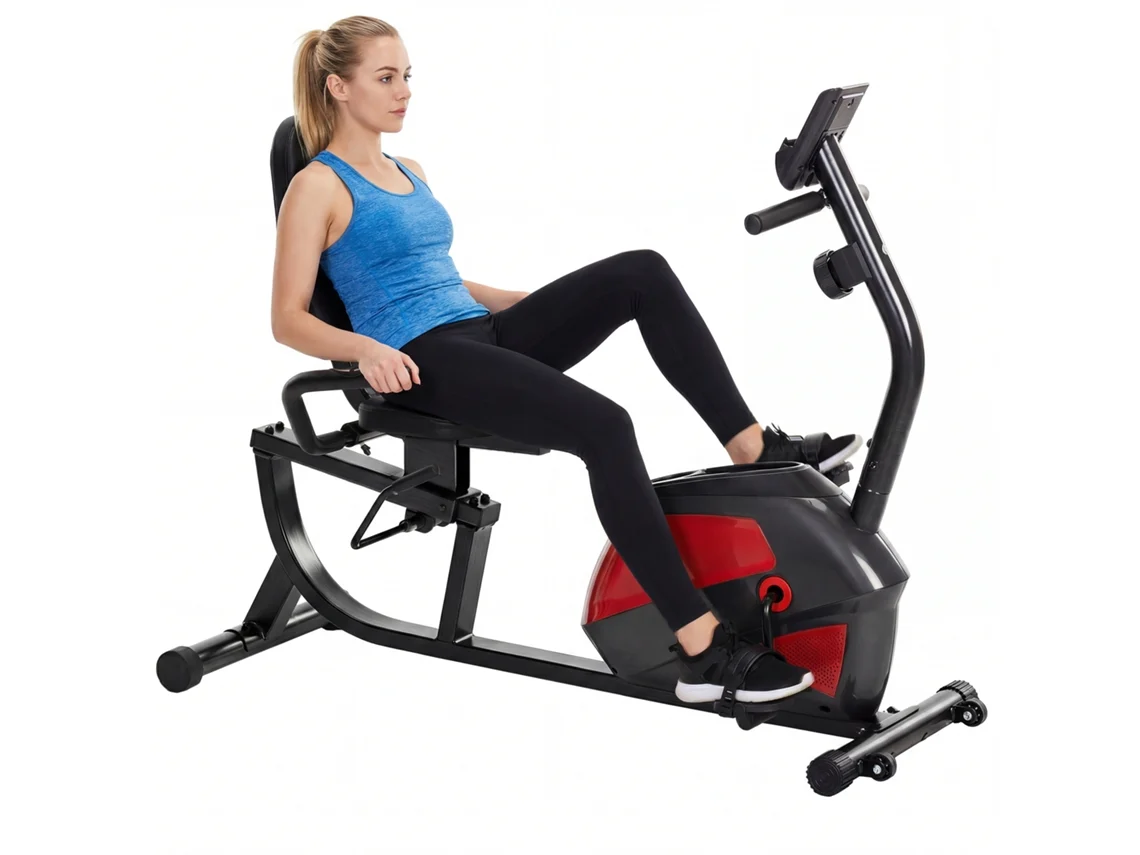 Bicicleta Ergométrica Encosto 8 Níveis Resistência Volante Lcd Assento Ajustável