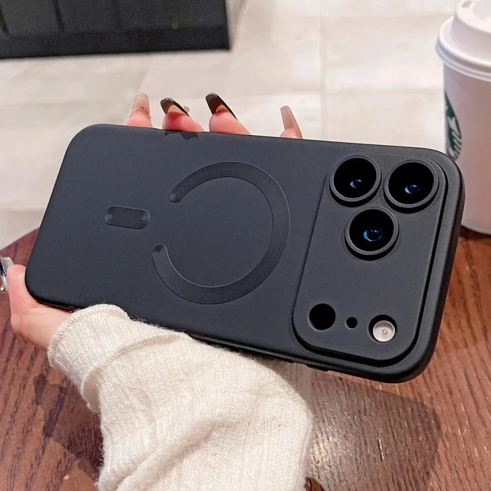 (iphone 14 Pro Max Preto) Capa Metálica Magnética De Luxo Para Iphone Com Suporte Para Carregamento Sem Fio.