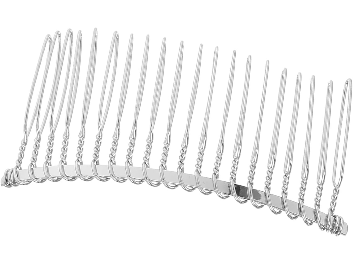 Presilha de cabelo dourada em metal com 20 dentes torcidos para véu de noiva.