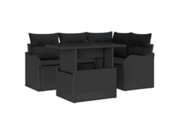 Conjunto 5 Conjunto De Jantar Para Exterior Vidaxl Preto Vime Pe (100 X 55 X 73 Cm)