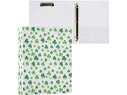 Pasta de 3 Argolas para Papel Tamanho Carta , Trevo São Patrício, Organizador Redondas com Pra (27,9 X 21,6 Cm)