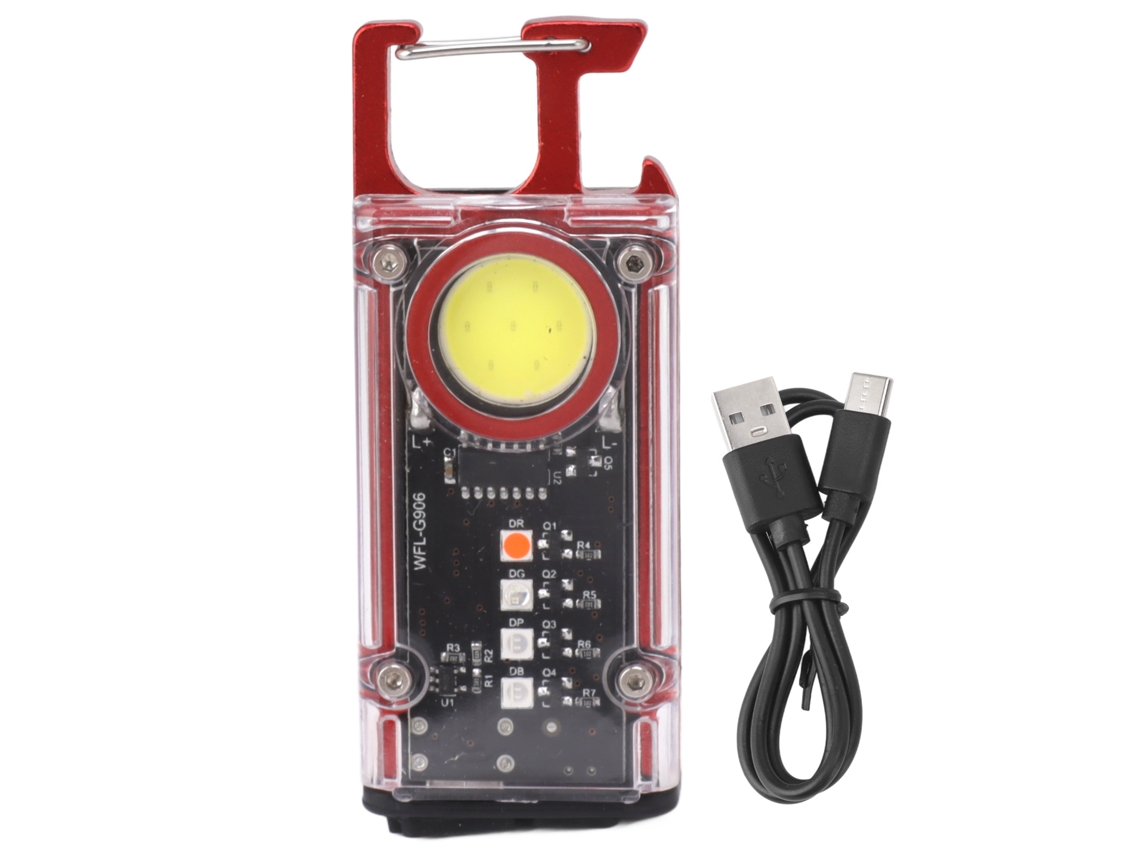 Lanterna de Chaveiro Cob Recarregável 800lm 8 Modos Luz de Trabalho Mini Led Impermeável | S/MARCA