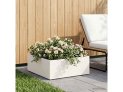 Vidaxl Vaso De Jardim Branco 60 X 60 X 20 Cm Aço Laminado A Frio