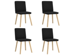 Vidaxl Cadeiras De Jantar 4 Pcs Tecido Preto
