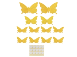 12 Adesivos 3D Borboleta PVC Parede Ouro Brilhante | S/MARCA