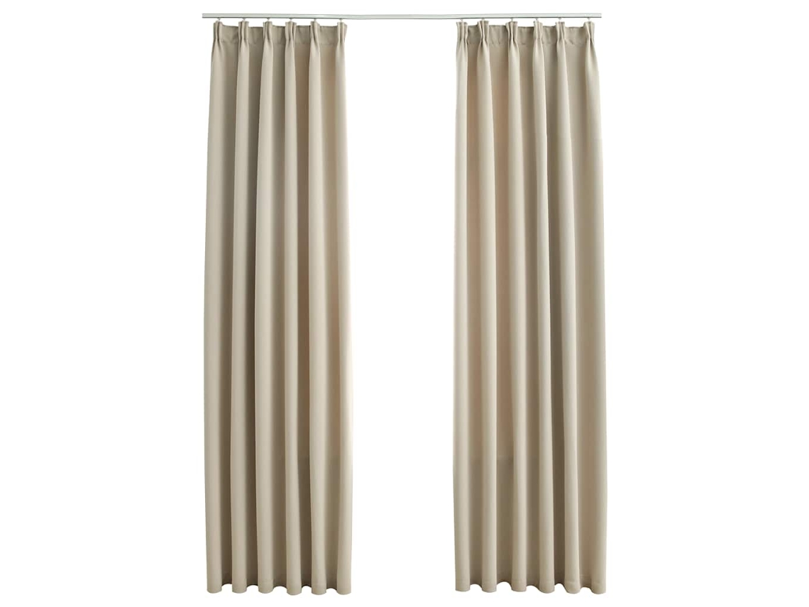 Maison Exclusive - Cortinas Blackout Com Ganchos 2 Pcs 140x175 Cm Bege