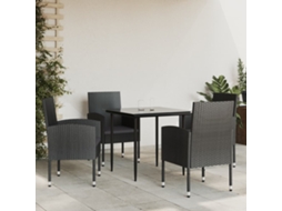 Vidaxl 5 Pcs Conjunto de Jantar para Jardim Vime Pe e Aço Preto