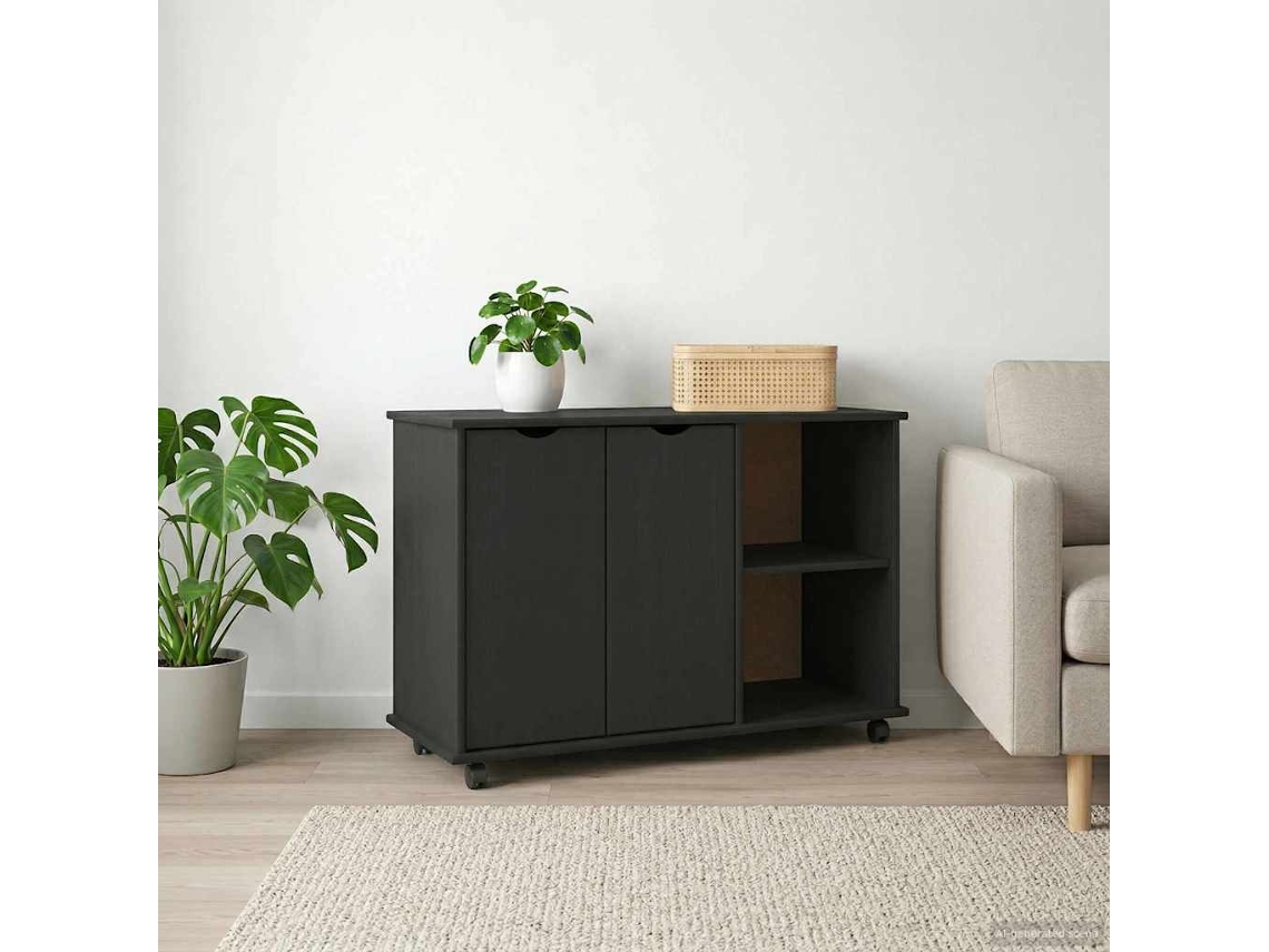 Vidaxl Armário Móvel Preto 100 X 39 X 65,5 Cm Madeira De Pinho Sólido