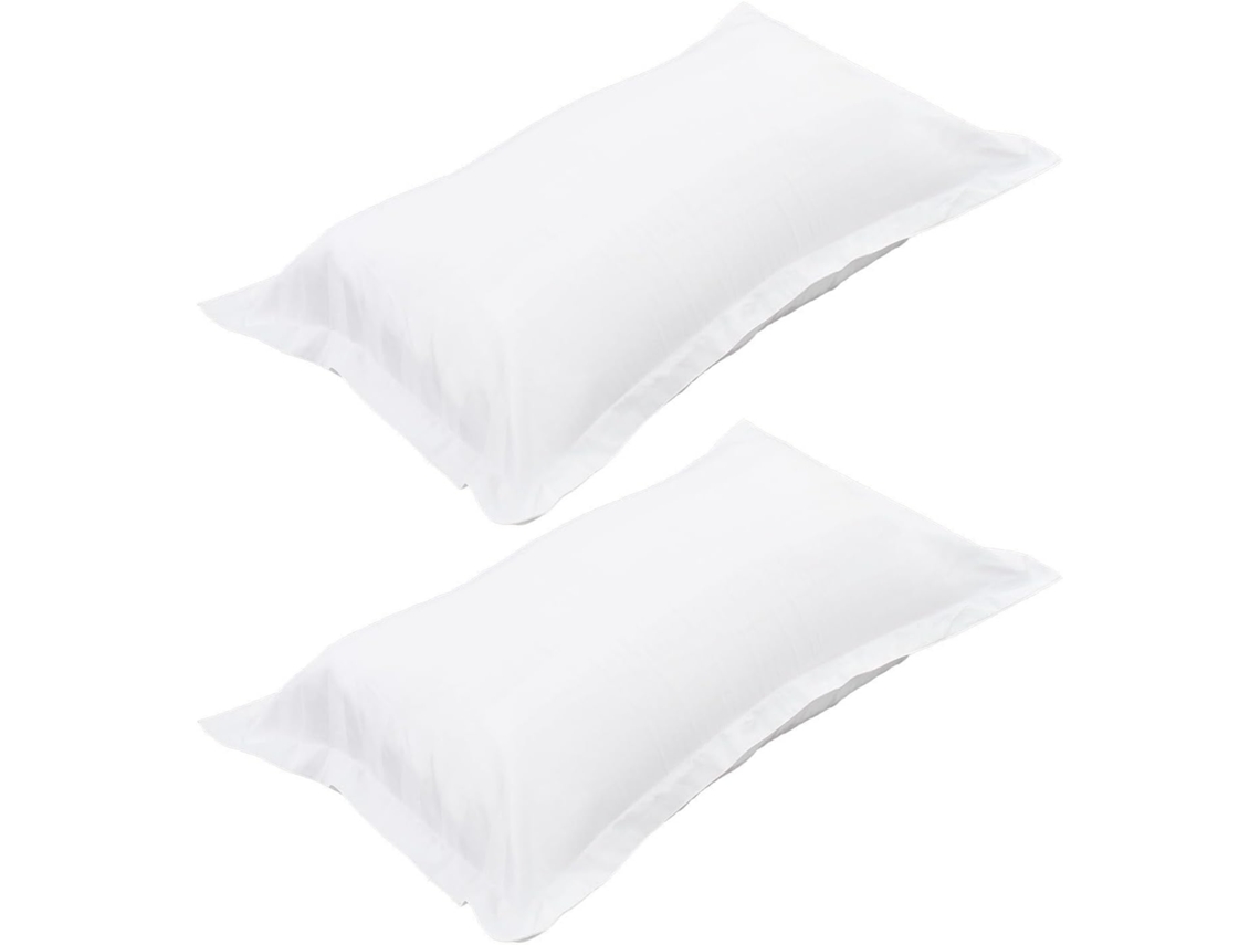 Conjunto De 2 Capas De Almofada Em Algodão Cetim Jacquard Branco, Fáceis De Limpar E Remover.