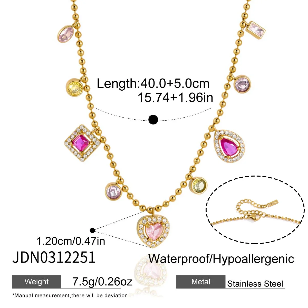 Pingente Geométrico Multicolorido De Zircônia, Colar Elegante Banhado A Ouro, Ideal Para Presente.