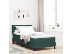 Cama Box Com Colchão Verde Escuro 90x190 Cm Veludo