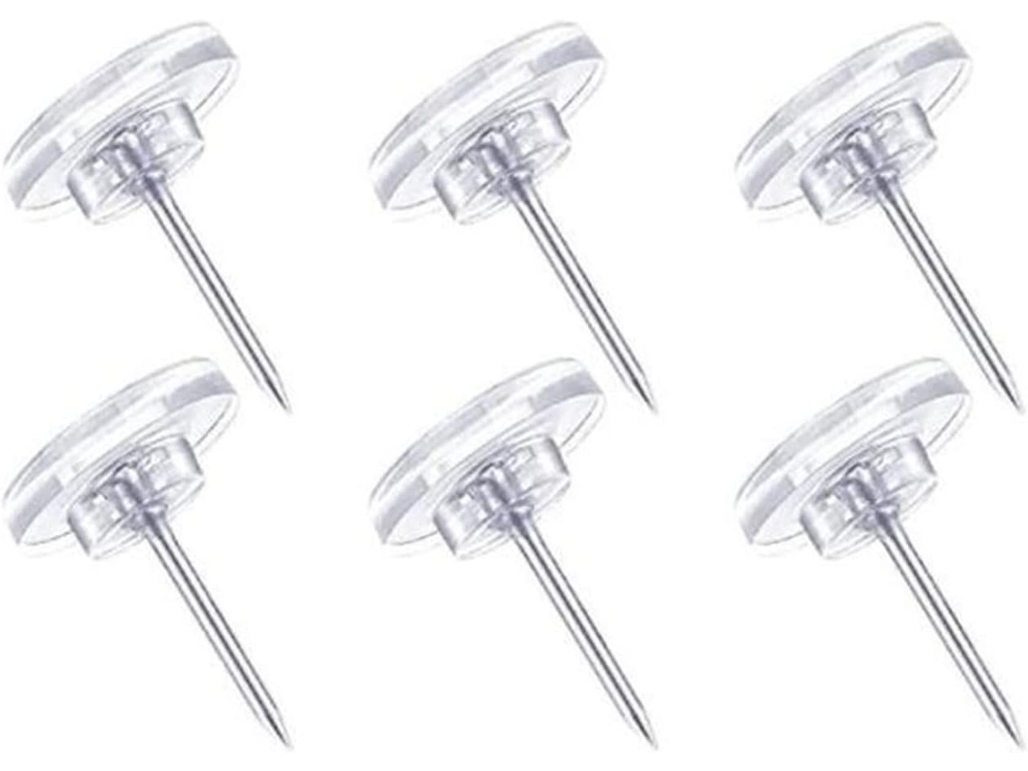 Caixa Com 50 Tachinhas Transparentes Para Mapas, Quadros De Cortiça,
