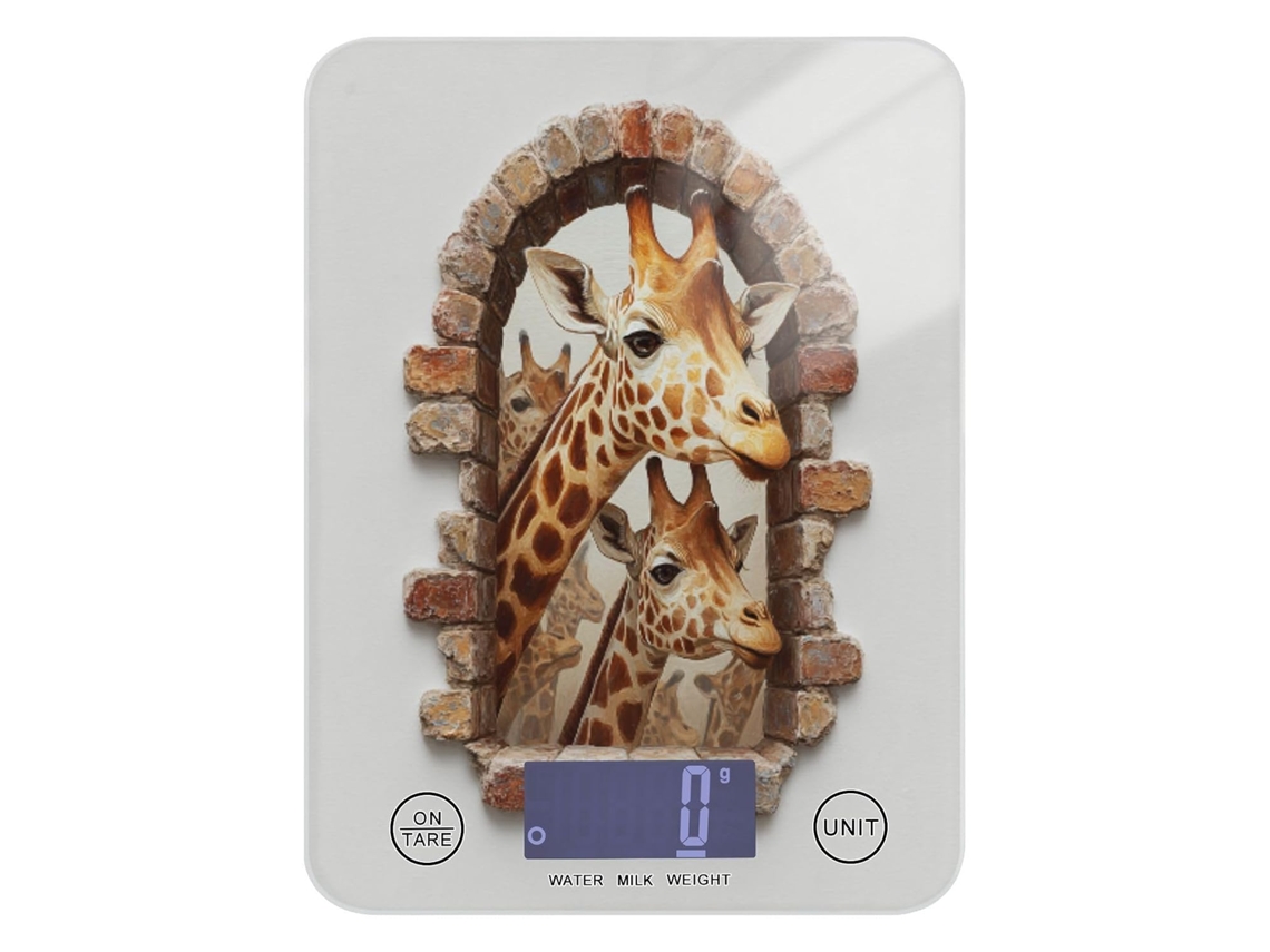 Balança De Alimentos Bariátrica Girafa Com Design Artístico 3d Parede, Ideal Cozinha, Capacidade De 5kg 11lb