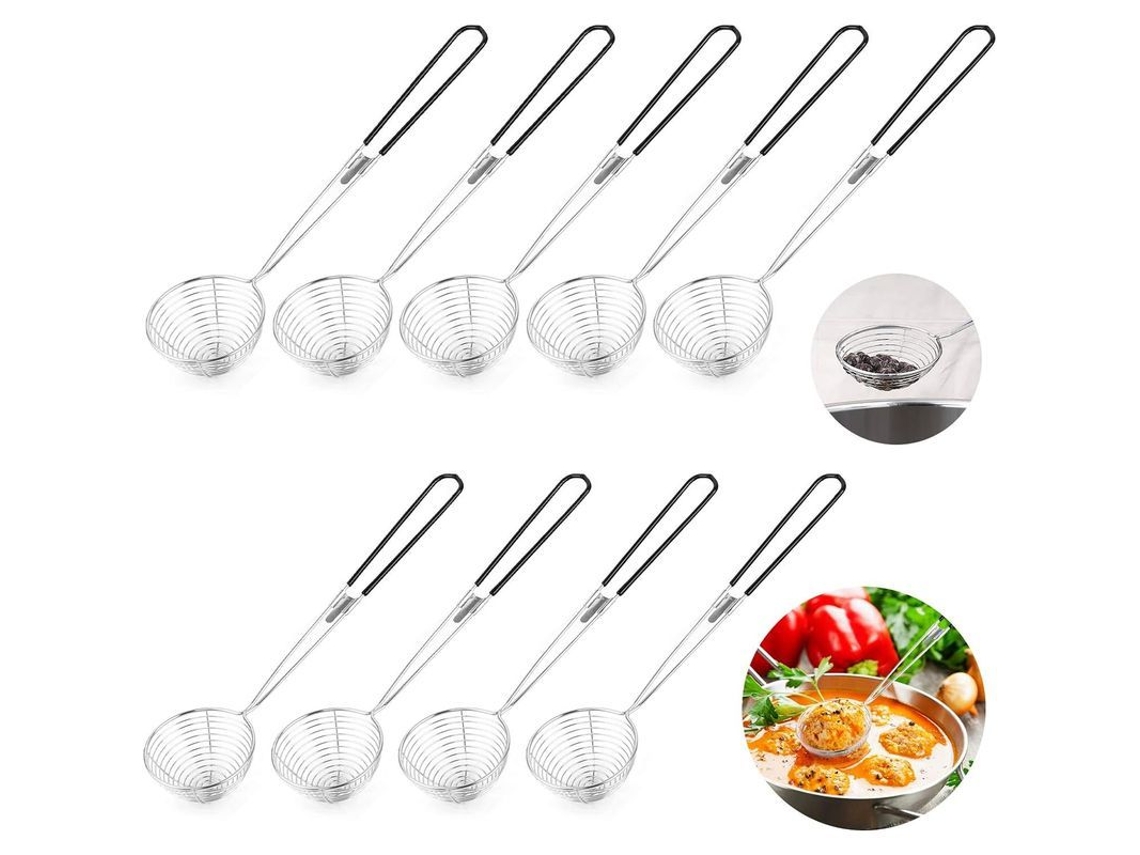Cernidor de Aço Inoxidável com Mão de Silicone para Legumes Carnes Peixes 9 Peças | S/MARCA